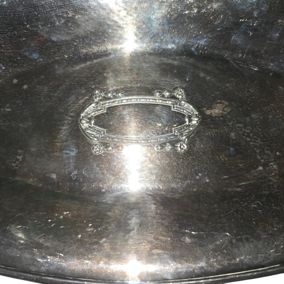 Vtg The Sheffield Silver Co Plated Ornate Oval Serving dishTray 13.5 x 6.5 USA - Picture 2 of 6